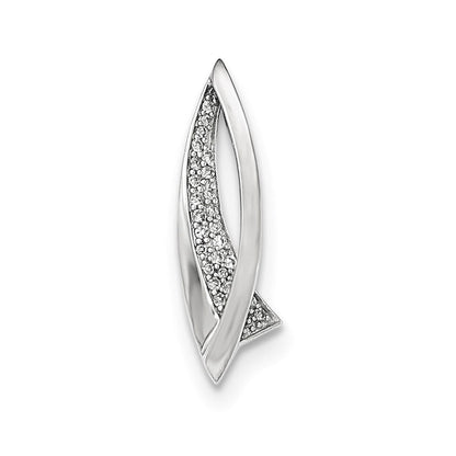 14K Weißgold Diamant Gleitanhänger, poliert, mit echten Diamanten