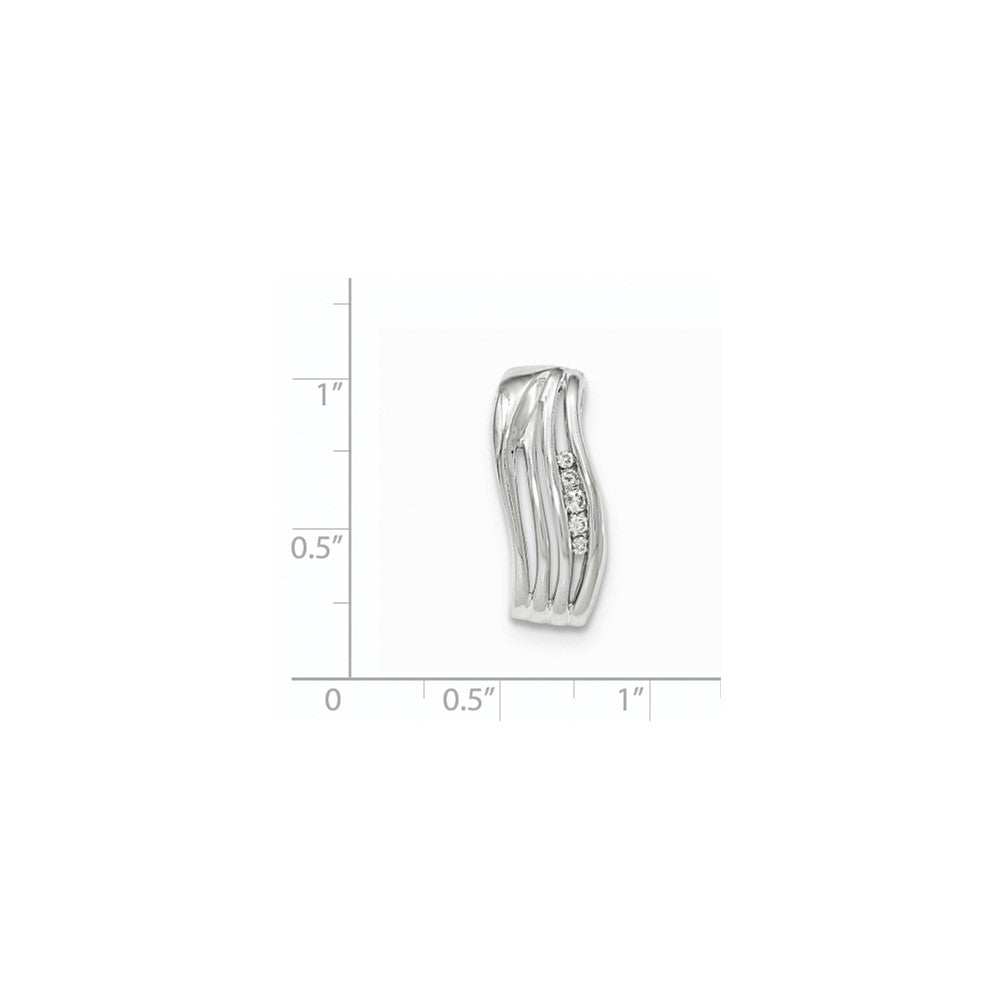 14K Weißgold Echt-Diamant Poliert Ketten-Gleitanhänger