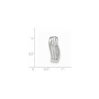 14K Weißgold Echt-Diamant Poliert Ketten-Gleitanhänger
