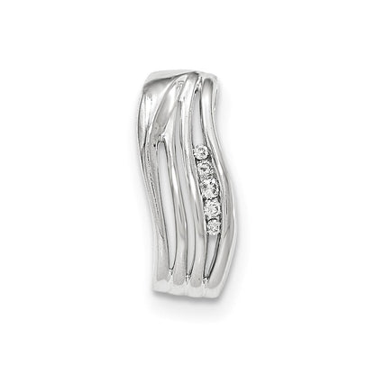 14K Weißgold Echt-Diamant Poliert Ketten-Gleitanhänger