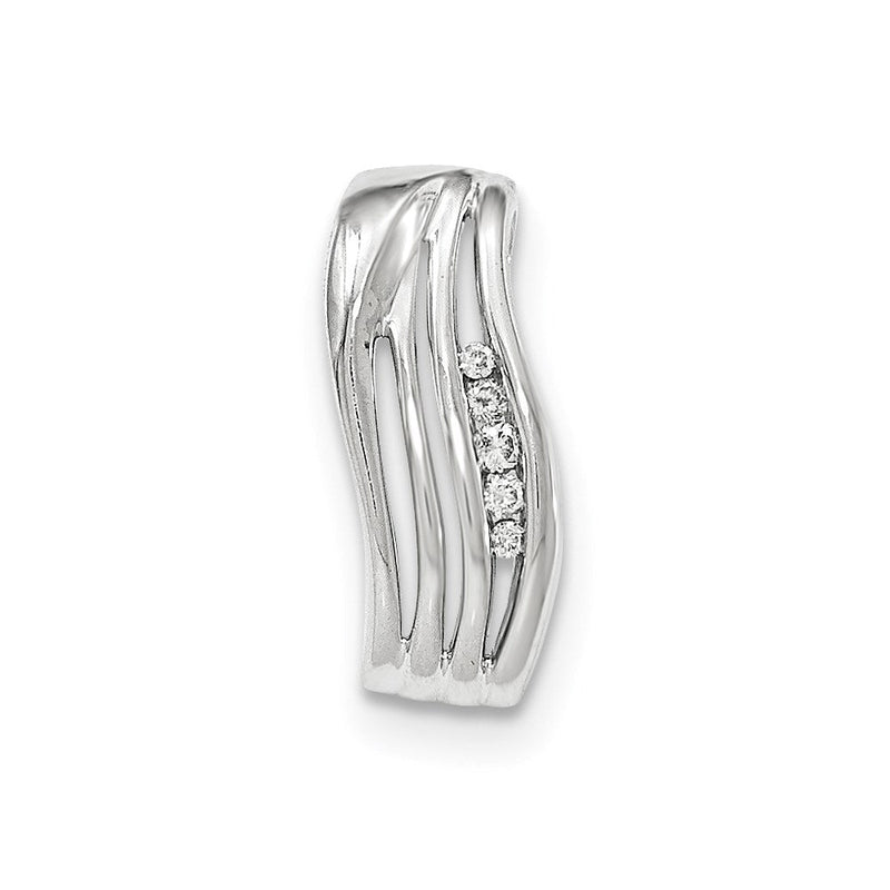 14K Weißgold Echt-Diamant Poliert Ketten-Gleitanhänger