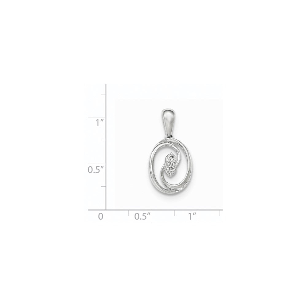 14K Weißgold Anhänger mit poliertem, echtem Diamant