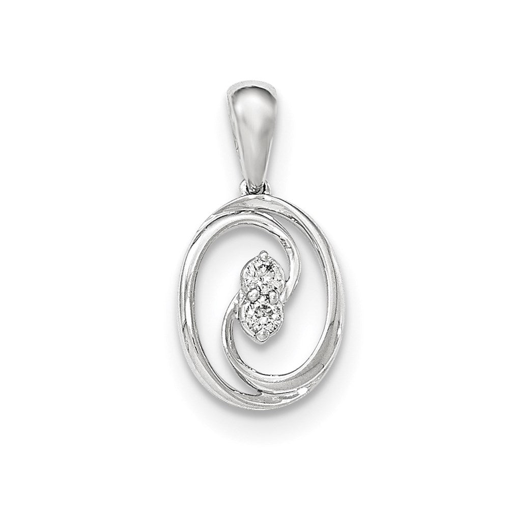 14K Weißgold Anhänger mit poliertem, echtem Diamant