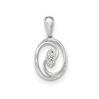 14K Weißgold Anhänger mit poliertem, echtem Diamant