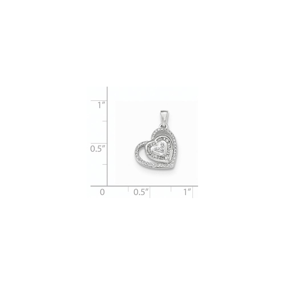 14K Weißgold Herzanhänger mit echtem Diamant