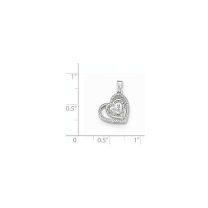 14K Weißgold Herzanhänger mit echtem Diamant