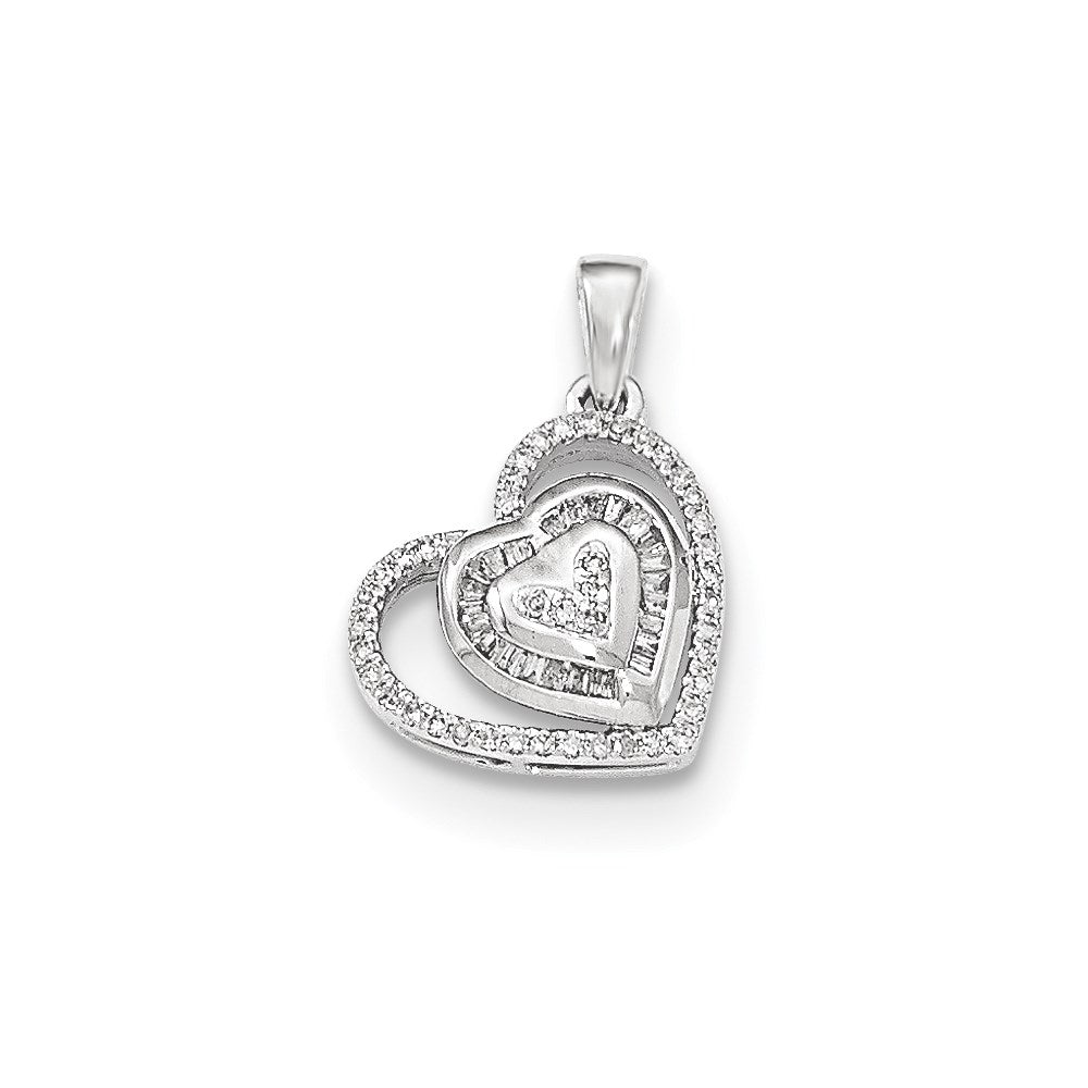14K Weißgold Herzanhänger mit echtem Diamant