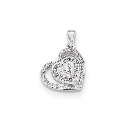 14K Weißgold Herzanhänger mit echtem Diamant