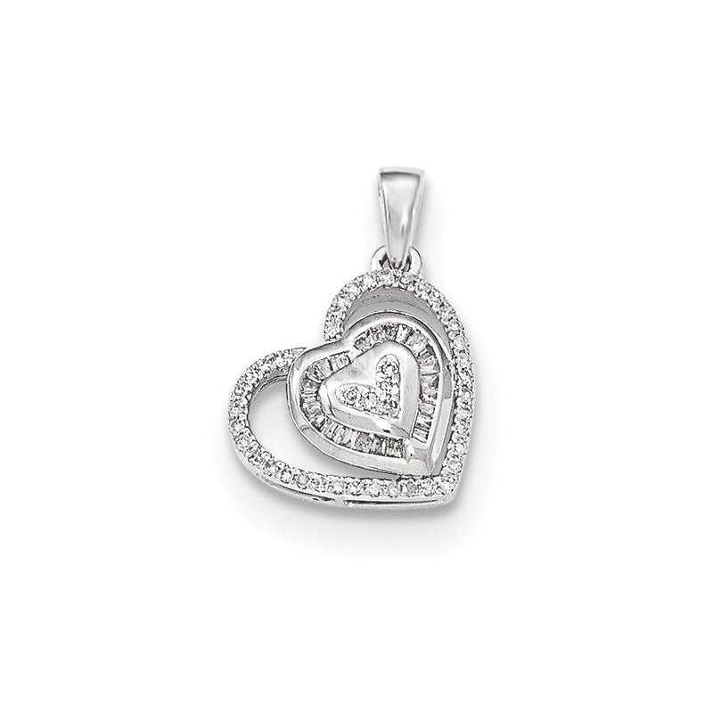 14K Weißgold Herzanhänger mit echtem Diamant
