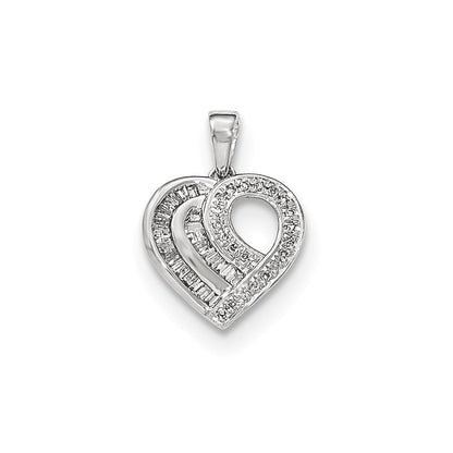 Herzanhänger aus 14K Weißgold mit echten Diamanten
