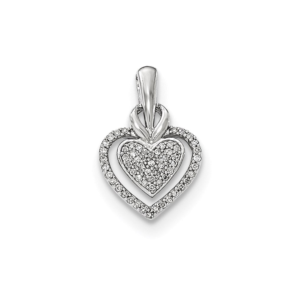 14K Weißgold Herzanhänger mit echtem Diamant
