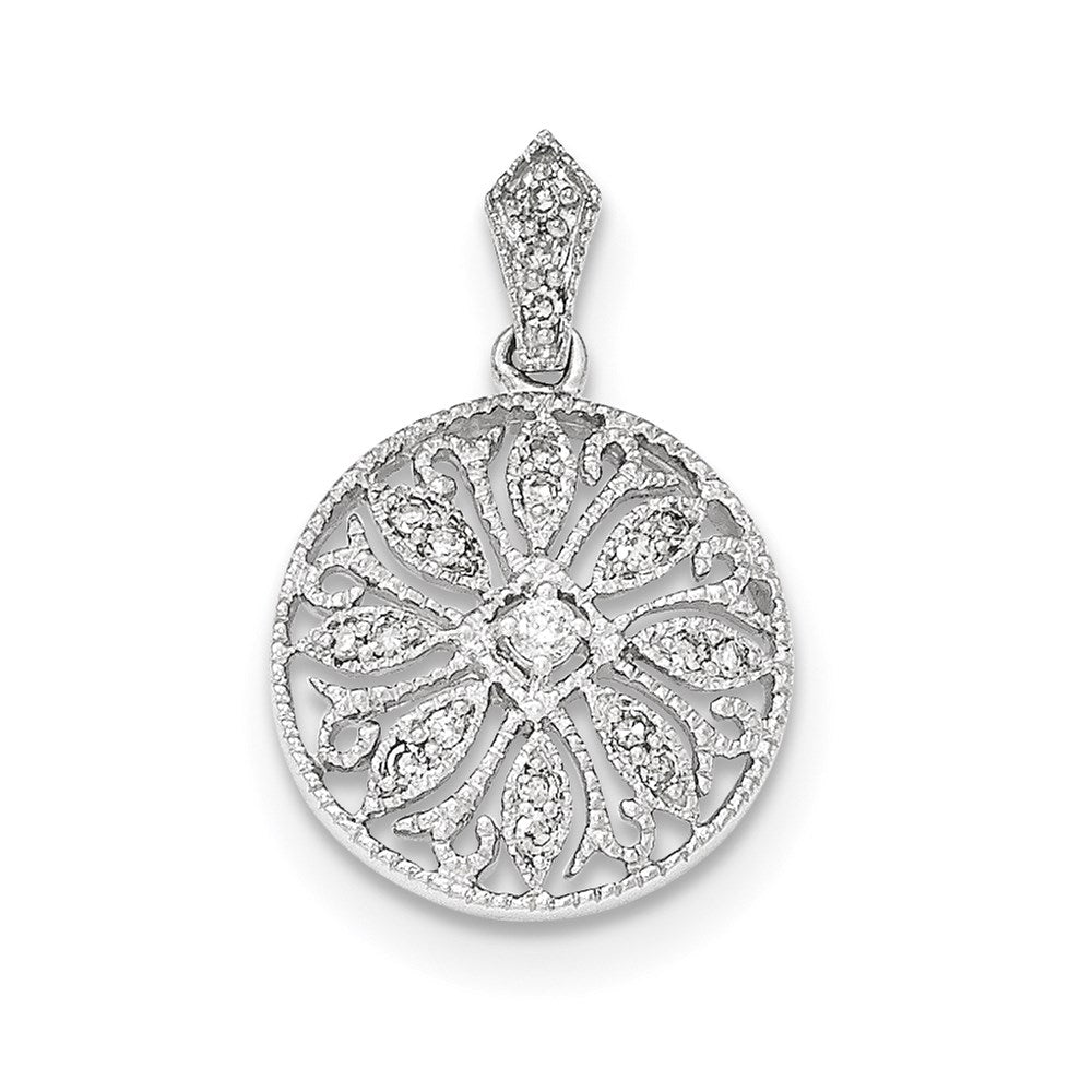 14K Weißgold Echter Diamant-Anhänger
