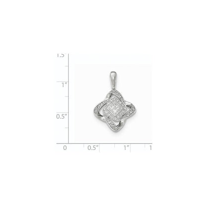 14K Weißgold Anhänger mit quadratischem echten Diamanten