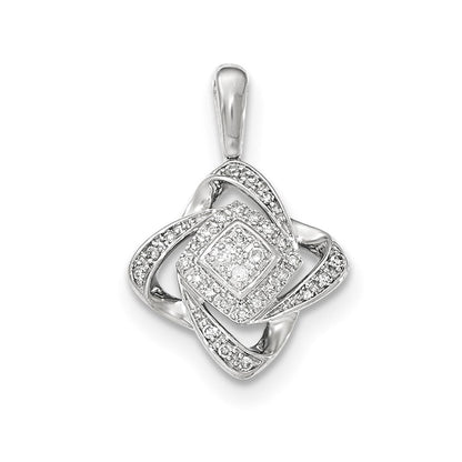 14K Weißgold Anhänger mit quadratischem echten Diamanten