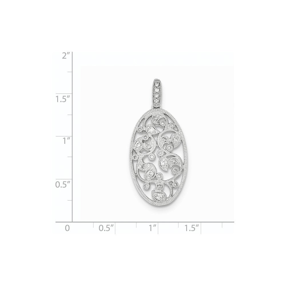 14K Weißgold Anhänger mit polierten echten Diamanten