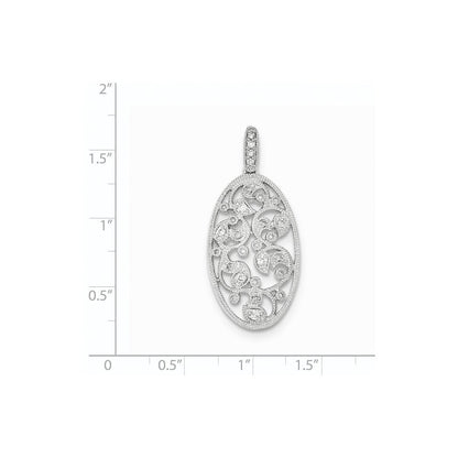 14K Weißgold Anhänger mit polierten echten Diamanten