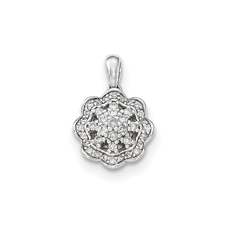 14K Weißgold Anhänger mit echten Diamanten