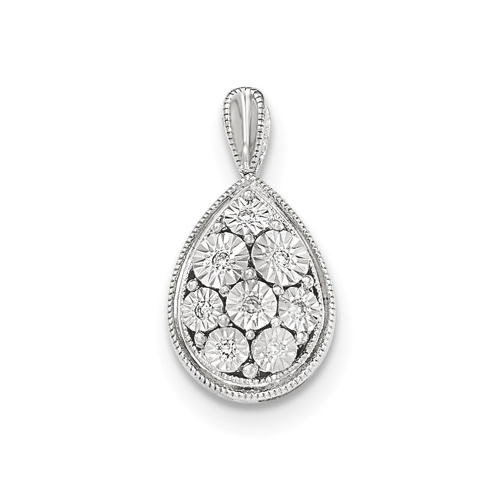 14K Weißgold Anhänger, poliert, mit echten Diamanten, diamantiert (D/C)