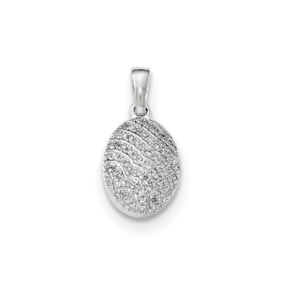 14K Weißgold Anhänger mit echtem Diamanten, oval