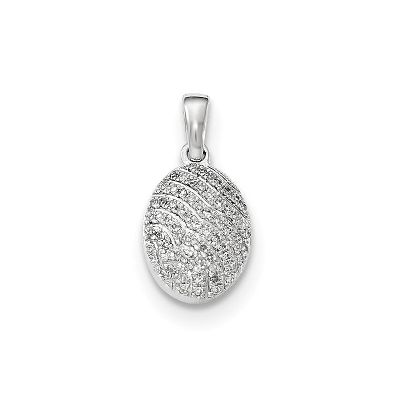 14K Weißgold Anhänger mit echtem Diamanten, oval