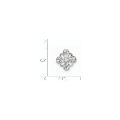 14K Weißgold Anhänger mit echtem Diamant, Durchbrucharbeit und Milgrain-Kante