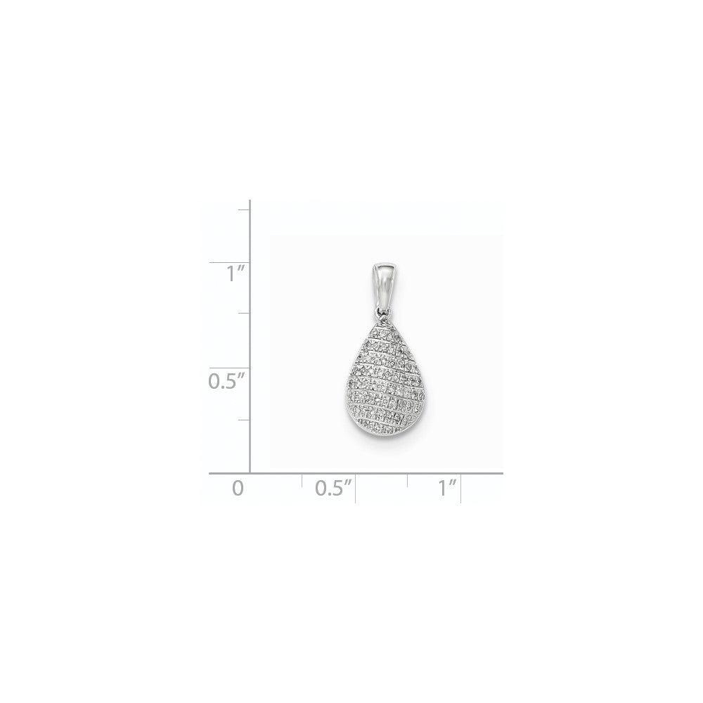 14K Weißgold Anhänger mit echtem Diamant, Birnenform