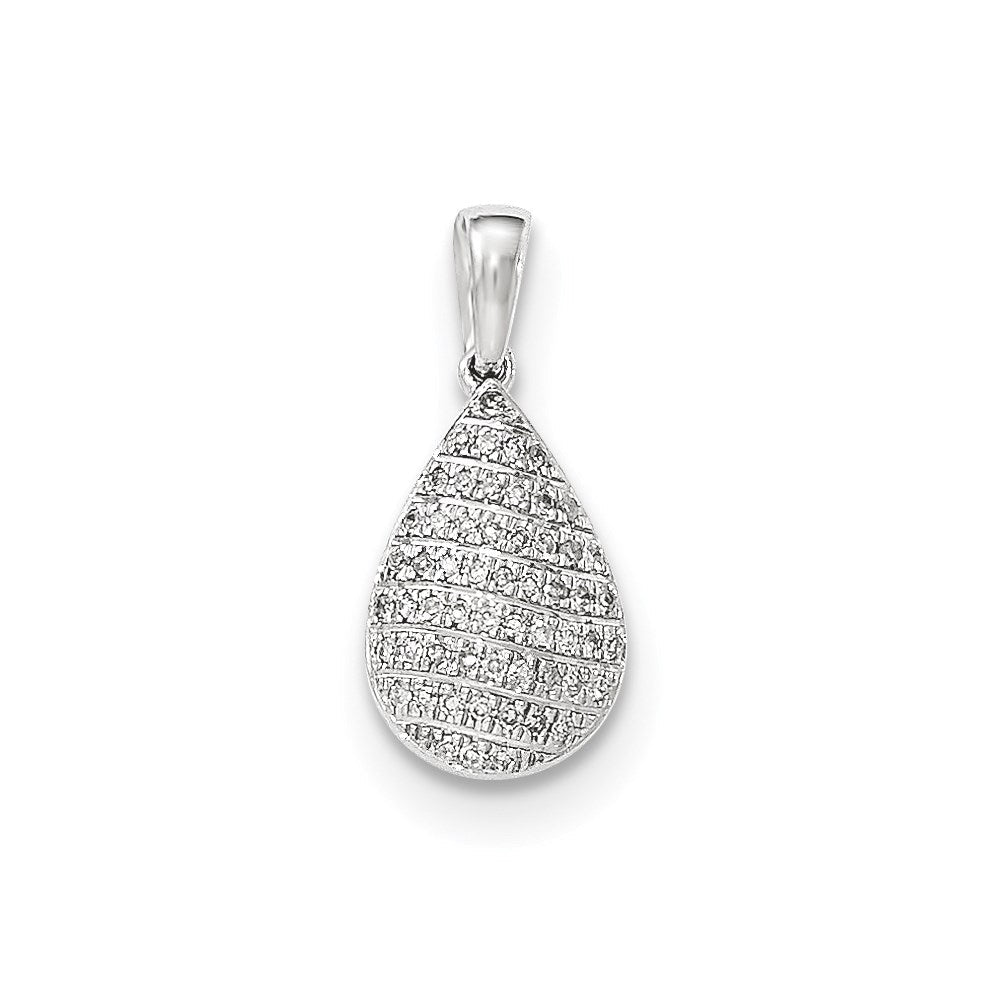 14K Weißgold Anhänger mit echtem Diamant, Birnenform