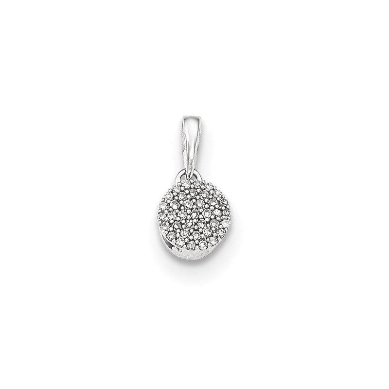 14kt Weißgold Polierter Runder Echter Diamant-Anhänger