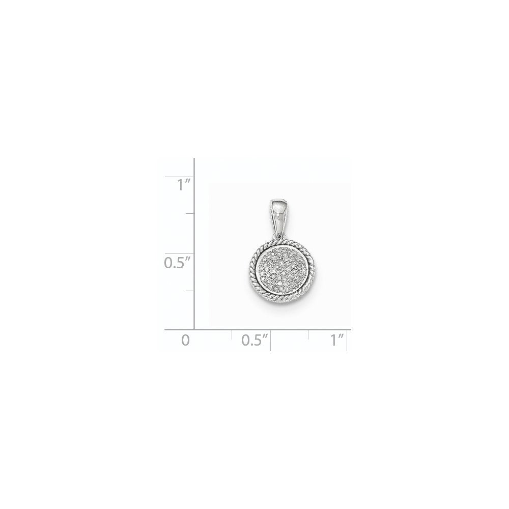 14K Weißgold Kreisanhänger mit echten Pavé-Diamanten