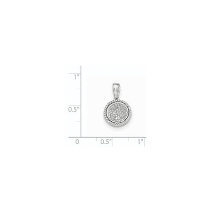 14K Weißgold Kreisanhänger mit echten Pavé-Diamanten