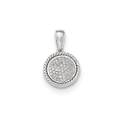 14K Weißgold Kreisanhänger mit echten Pavé-Diamanten