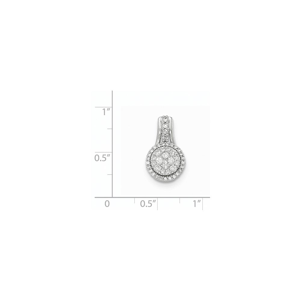 14K Weißgold Echtdiamant Polierter Kreis-Anhänger
