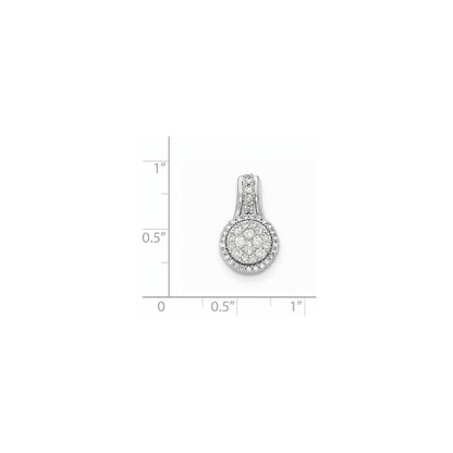 14K Weißgold Echtdiamant Polierter Kreis-Anhänger
