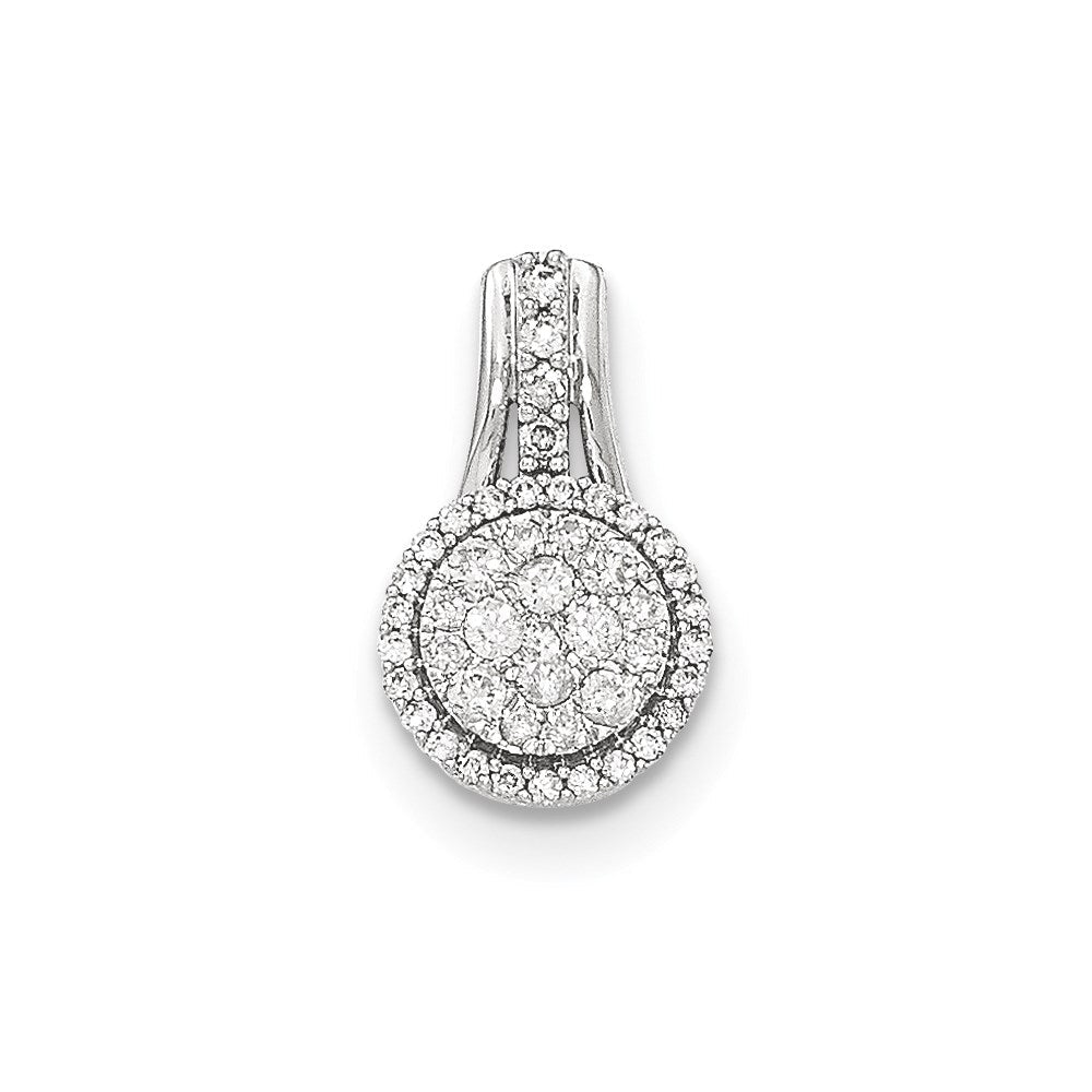 14K Weißgold Echtdiamant Polierter Kreis-Anhänger