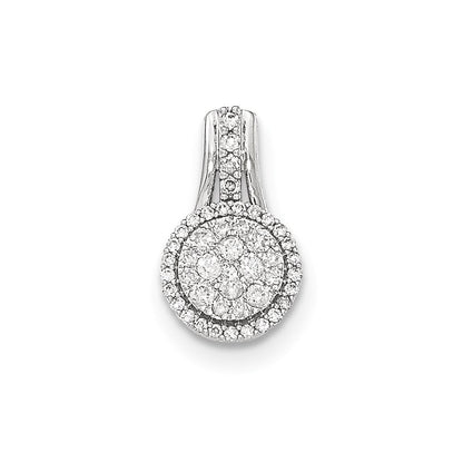 14K Weißgold Echtdiamant Polierter Kreis-Anhänger