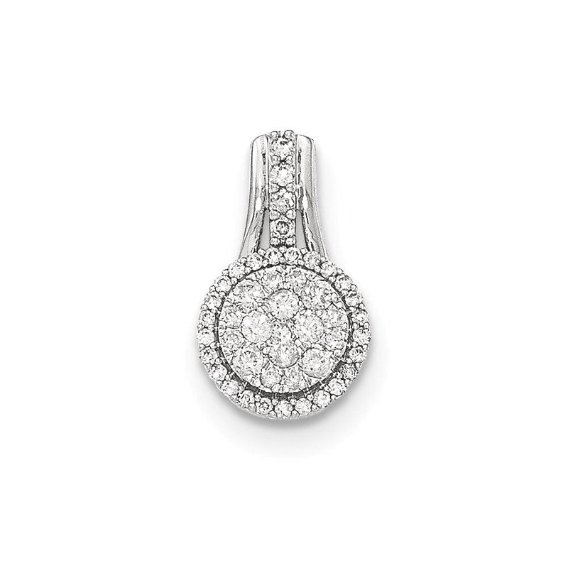 14K Weißgold Echtdiamant Polierter Kreis-Anhänger
