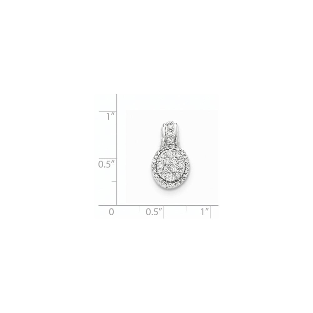 14K Weißgold Polierter Ovaler Anhänger mit echtem Diamant