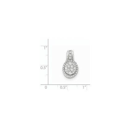 14K Weißgold Polierter Ovaler Anhänger mit echtem Diamant