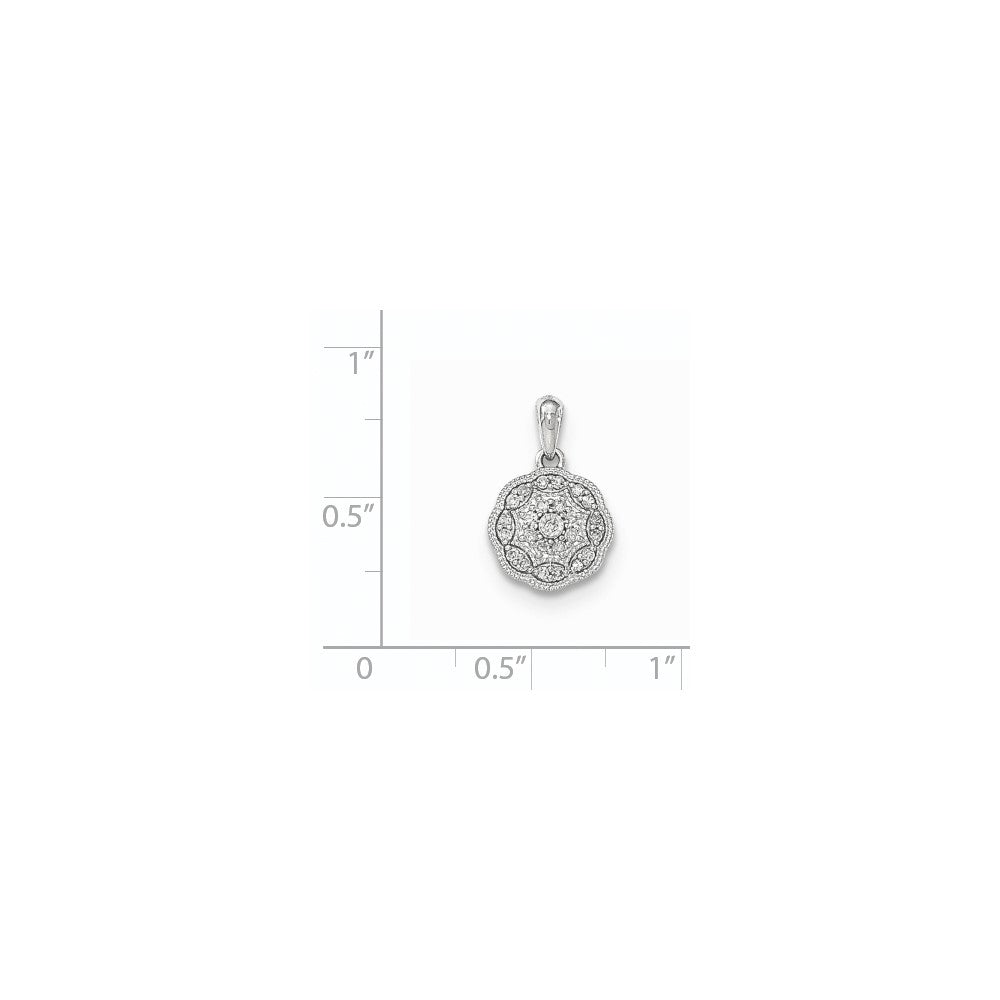 14K Weißgold Anhänger mit rundem echten Diamanten