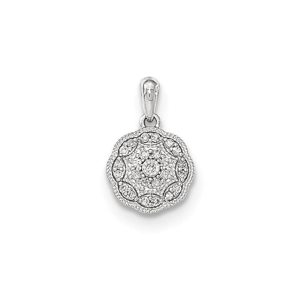 14K Weißgold Anhänger mit rundem echten Diamanten
