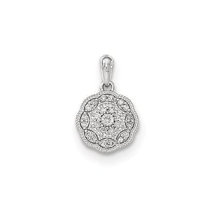 14K Weißgold Anhänger mit rundem echten Diamanten