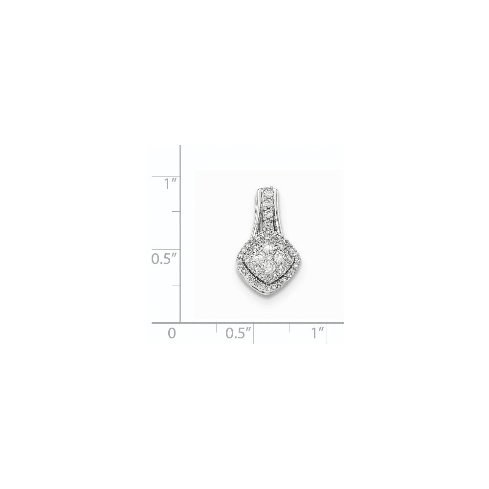 14 Karat Weißgold Echter Diamant Poliert Anhänger