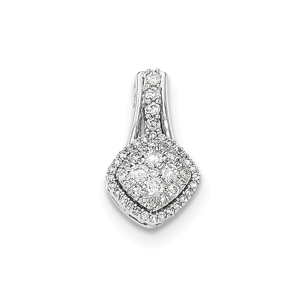 14 Karat Weißgold Echter Diamant Poliert Anhänger