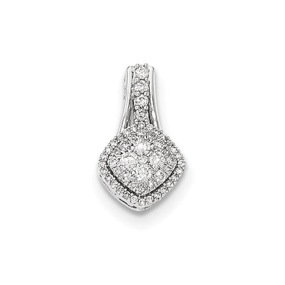 14 Karat Weißgold Echter Diamant Poliert Anhänger