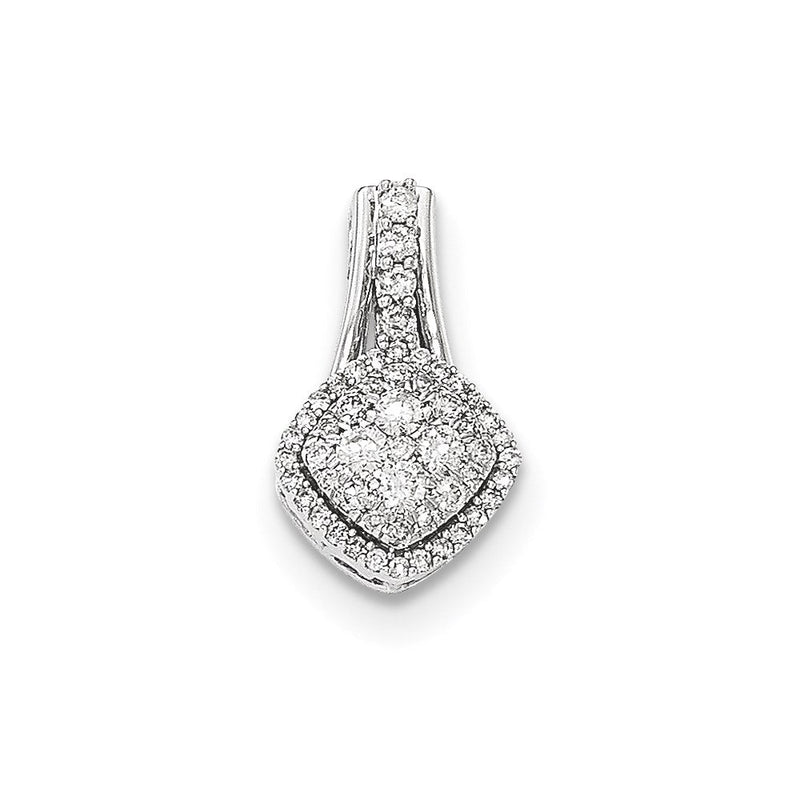 14 Karat Weißgold Echter Diamant Poliert Anhänger