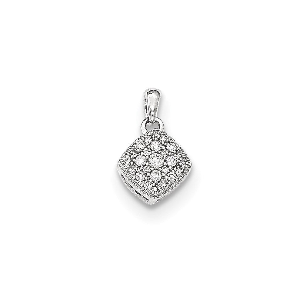 14K Weißgold Anhänger mit echtem Diamant