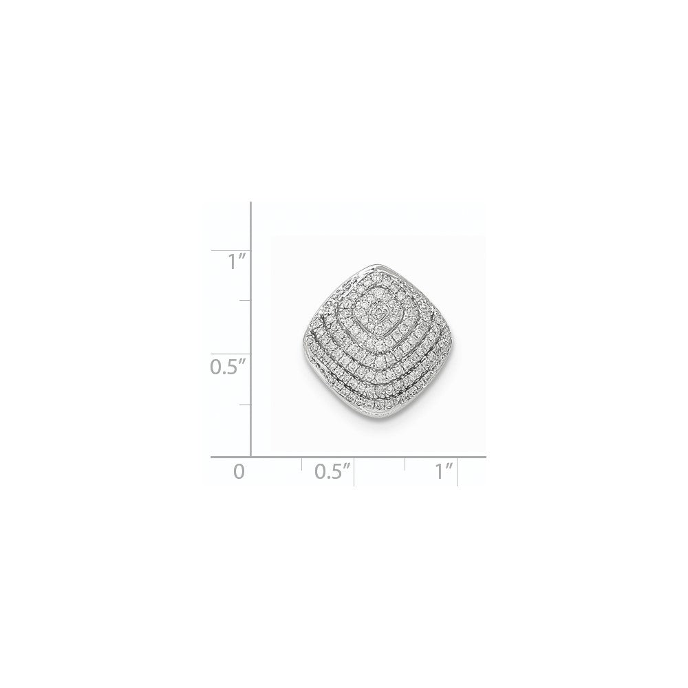 14K Weißgold Polierter Quadratischer Gleitanhänger mit Echtem Diamant zur Kette