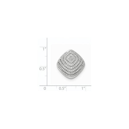 14K Weißgold Polierter Quadratischer Gleitanhänger mit Echtem Diamant zur Kette