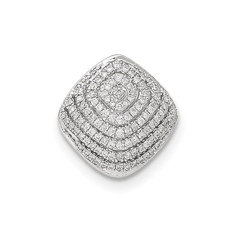 14K Weißgold Polierter Quadratischer Gleitanhänger mit Echtem Diamant zur Kette