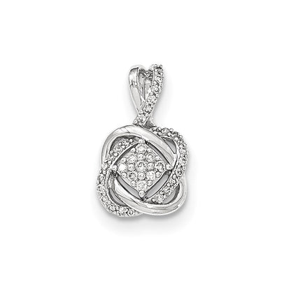 14K Weißgold Echtdiamant-Quadrat-Cluster-Anhänger